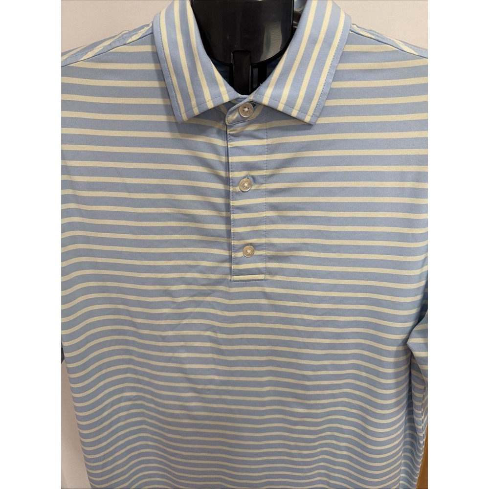 FOOTJOY Men's Size M Blue & White Stripe Short Sleeve Golf Shirt‎ EUC